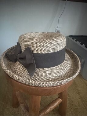 Woven Straw  Hat with Brown Band